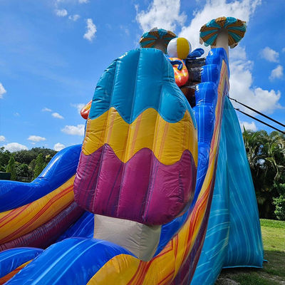 Giochi di scivoli d'acqua di colore oceanico stimolanti PVC gonfiabile con grande piscina a forma di fiore