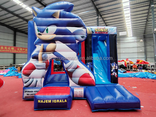 Caratteristiche unisex personalizzate Sonic Bounce House Combo Slide gonfiabile per noleggio di feste