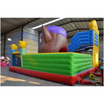 PORTABLE giallo castello gonfiabile scivolo parco acquatico buttafuori per il divertimento salto