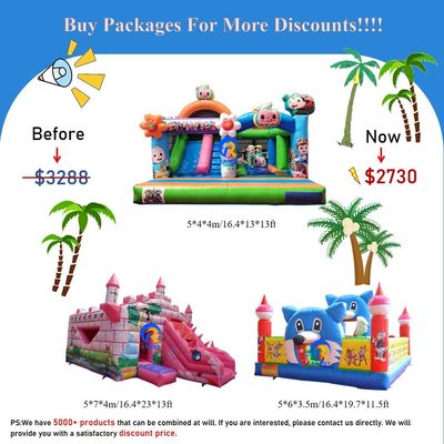 0.55mm PVC Vinyl Tarpaulin Inflatabile Combo Castle Slide per bambini al Parco di divertimenti
