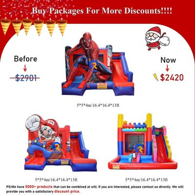 0.55mm PVC Vinyl Tarpaulin Inflatabile Combo Castle Slide per bambini al Parco di divertimenti