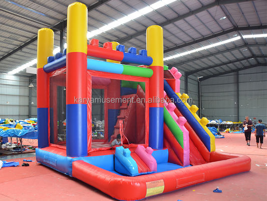 14 anni su Personalizza accettato tema blocco di costruzione rosso Castello a rimbalzo con scivolo e grande piscina di acqua Parco giochi in PVC
