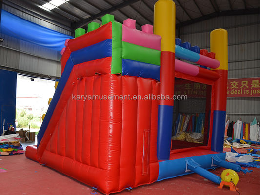 14 anni su Personalizza accettato tema blocco di costruzione rosso Castello a rimbalzo con scivolo e grande piscina di acqua Parco giochi in PVC