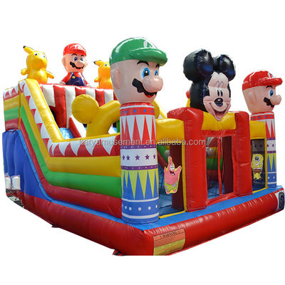 Blower Fun City gonfiabile con Mickey e Mario Castello gonfiabile Bouncer House Combo Parco giochi Blower incluso