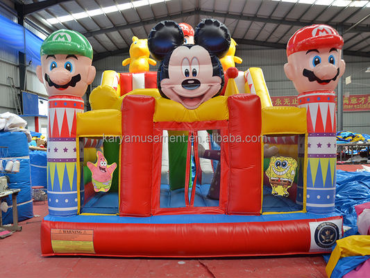 Blower Fun City gonfiabile con Mickey e Mario Castello gonfiabile Bouncer House Combo Parco giochi Blower incluso