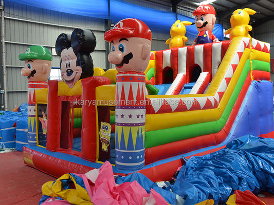 Blower Fun City gonfiabile con Mickey e Mario Castello gonfiabile Bouncer House Combo Parco giochi Blower incluso