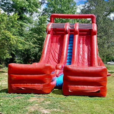 Slide ad acqua gonfiabile per adulti con 2 scivoli e 2 piscine in PVC commerciale