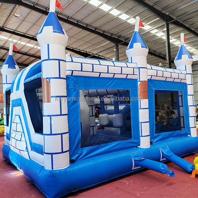 Commercial PVC Bouncy Castle Combo con Slide Unisex Castello Blu e Bianco Parco giochi