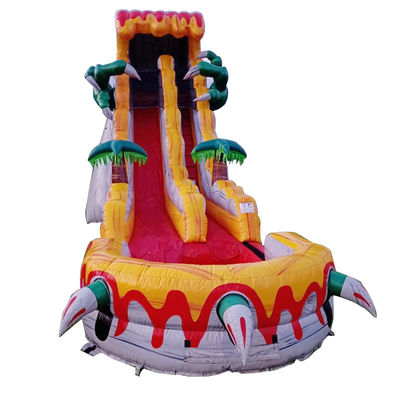 Grandi scivoli gonfiabili per adulti 36ft emozionante gioco di salto con tema dinosauro tropicale
