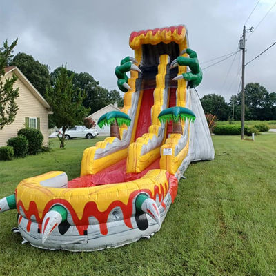 Grandi scivoli gonfiabili per adulti 36ft emozionante gioco di salto con tema dinosauro tropicale