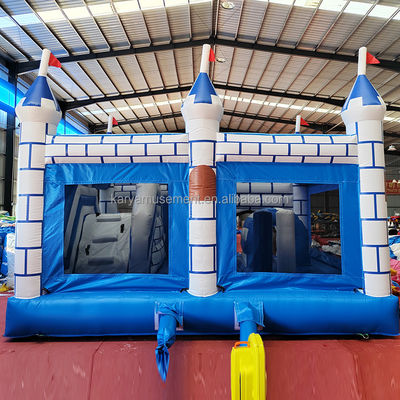 Commercial PVC Bouncy Castle Combo con Slide Unisex Castello Blu e Bianco Parco giochi