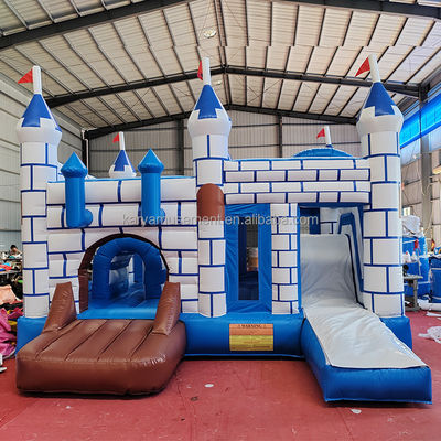 Commercial PVC Bouncy Castle Combo con Slide Unisex Castello Blu e Bianco Parco giochi