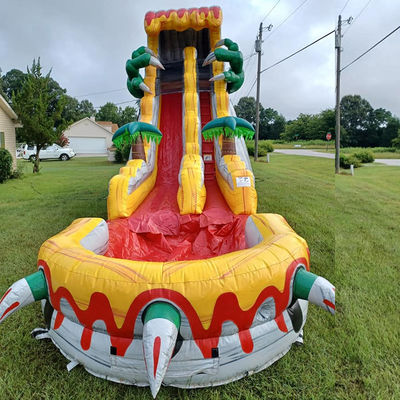 Grandi scivoli gonfiabili per adulti 36ft emozionante gioco di salto con tema dinosauro tropicale