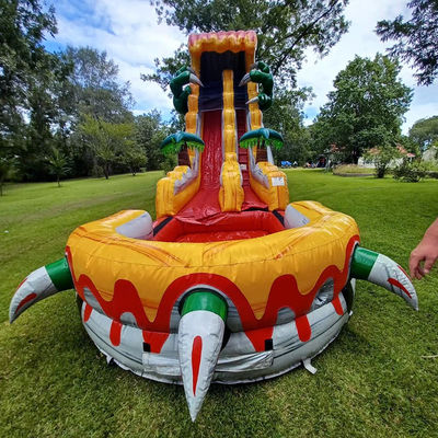 Grandi scivoli gonfiabili per adulti 36ft emozionante gioco di salto con tema dinosauro tropicale