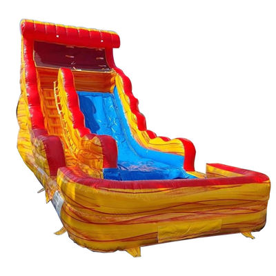 Logo personalizzato Parco acquatico commerciale in PVC marmo giallo scivolo gonfiabile con piscina