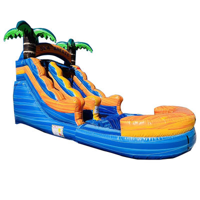 Parco acquatico gonfiabile in PVC a noleggio commerciale personalizzabile con scivolo d'acqua a palma