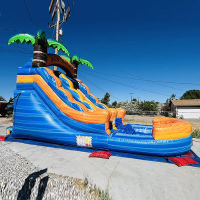Parco acquatico gonfiabile in PVC a noleggio commerciale personalizzabile con scivolo d'acqua a palma