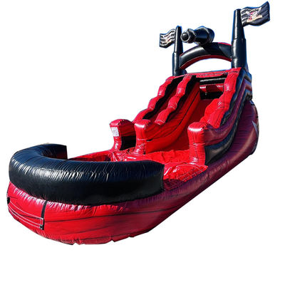 Logo personalizzato stampa commerciale in PVC Pirate Ship tema scivolo d'acqua gonfiabile con piscina