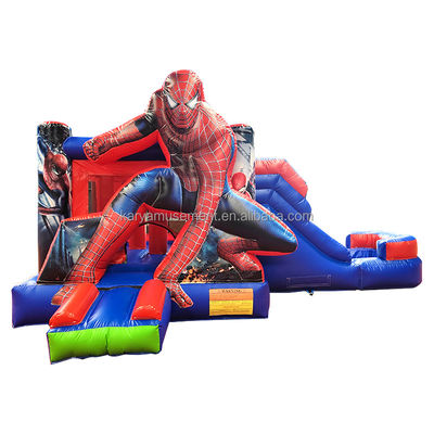CE/EN71/EN14960 Certificato Bambini Inflatabile Spiderman Castello Salto salta con scivolo