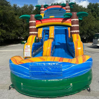 Spedizioni semplici Commerciale PVC Tropico Palma Dislivello d'acqua gonfiabile con piscina