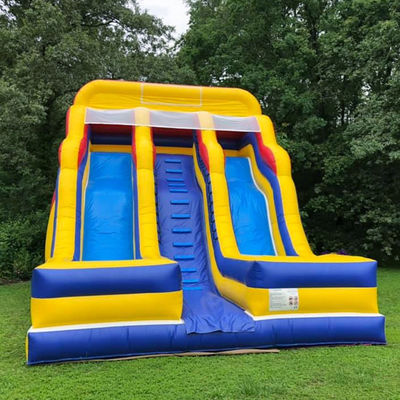 Spedizioni marittime/aeree/espresse PVC giallo a scivolo gonfiabile con 2 scivoli e 2 piscine