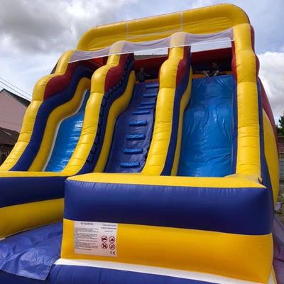 Spedizioni marittime/aeree/espresse PVC giallo a scivolo gonfiabile con 2 scivoli e 2 piscine