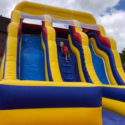 Spedizioni marittime/aeree/espresse PVC giallo a scivolo gonfiabile con 2 scivoli e 2 piscine