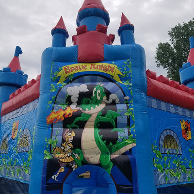 Personalizza Accepted Brave Knight Blue Bounce House Castello gonfiabile per il cortile di casa