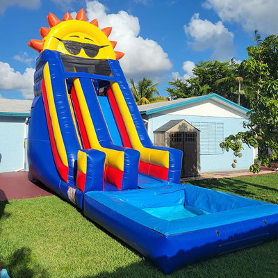 Piscine staccabili Affitti di appartamenti commerciali in PVC a tema solare Scivolo d'acqua gonfiabile