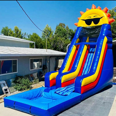Piscine staccabili Affitti di appartamenti commerciali in PVC a tema solare Scivolo d'acqua gonfiabile