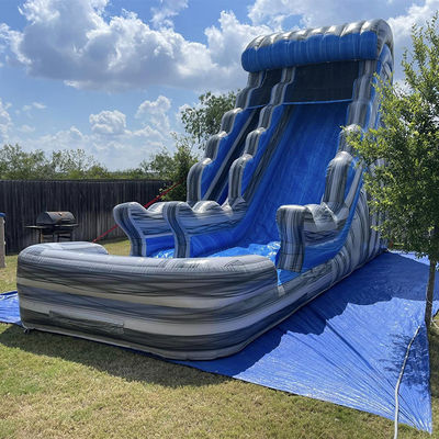 Affitto commerciale all'aperto Scivolo d'acqua grigio marmo PVC blu con piscina e salto a sbalzo