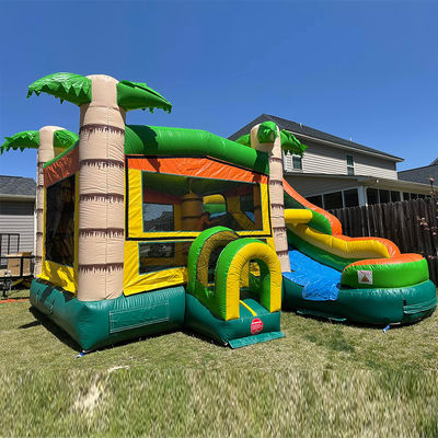 Caratteristiche PORTABLE Castello gonfiabile Palm Tree Bounce House con scivolo e piccola piscina