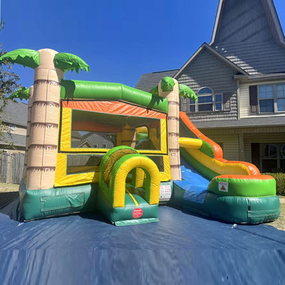 Caratteristiche PORTABLE Castello gonfiabile Palm Tree Bounce House con scivolo e piccola piscina