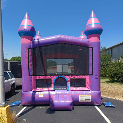 Affitti di trampolini gonfiabili per bambini Pink Princess Castle Combo con piscina scivolosa e soffiatore