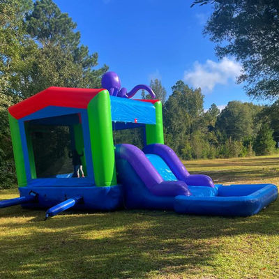 0.55mm Plato PVC Tarpaulin gonfiabile Combo castello scivolo e piscina per bambini party play