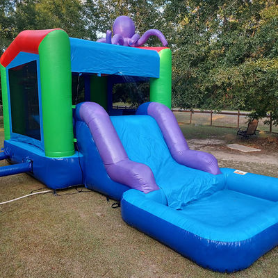 0.55mm Plato PVC Tarpaulin gonfiabile Combo castello scivolo e piscina per bambini party play