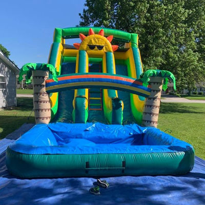 Aqua Outdoor Fun Commerciale PVC Sun Theme Scivolo d'acqua gonfiabile con piscina a doppia corsia