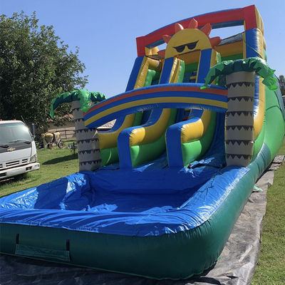 Aqua Outdoor Fun Commerciale PVC Sun Theme Scivolo d'acqua gonfiabile con piscina a doppia corsia