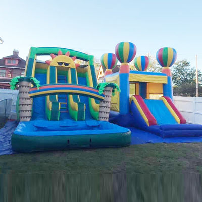 Aqua Outdoor Fun Commerciale PVC Sun Theme Scivolo d'acqua gonfiabile con piscina a doppia corsia