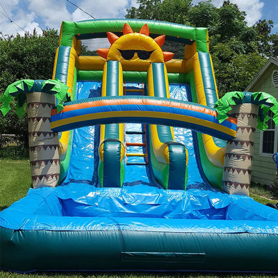 Aqua Outdoor Fun Commerciale PVC Sun Theme Scivolo d'acqua gonfiabile con piscina a doppia corsia