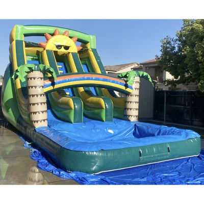 Aqua Outdoor Fun Commerciale PVC Sun Theme Scivolo d'acqua gonfiabile con piscina a doppia corsia