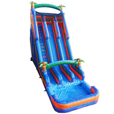 Palm Tree Orange Water Slide gonfiabile doppio scivolo n scivolo e piscina per il divertimento nel cortile