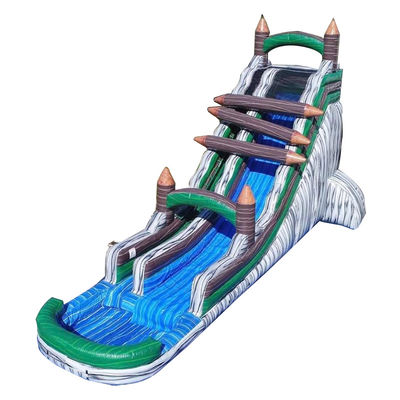 Noleggio commerciale per bambini giochi gonfiabili cortile di giardino bloccatore di tronchi scivolo d'acqua con piscina