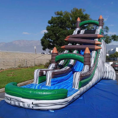 Noleggio commerciale per bambini giochi gonfiabili cortile di giardino bloccatore di tronchi scivolo d'acqua con piscina