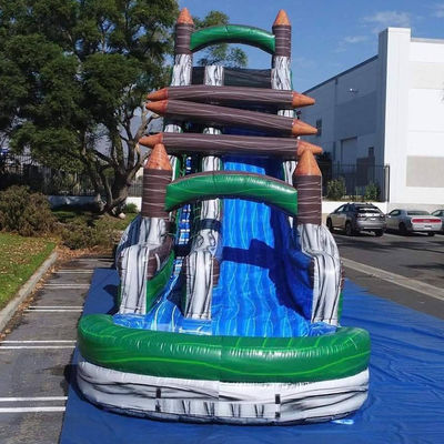 Noleggio commerciale per bambini giochi gonfiabili cortile di giardino bloccatore di tronchi scivolo d'acqua con piscina