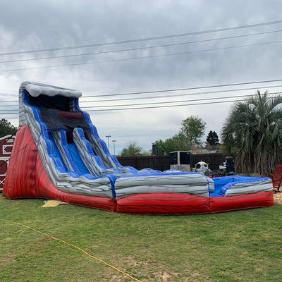 Slide d'acqua a coda pieghevole rosso e blu gonfiabile con scivolo d'aria in piscina Logo personalizzato