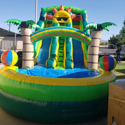 Giocattoli gonfiabili per bambini all'aperto Piccolo sun bounce slide con piscina e doppio scivolo n' slide