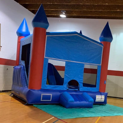 Colore personalizzato castello blu per bambini casa gonfiabile in PVC con scivolo interno