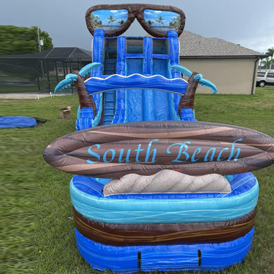 Preparatevi a fare uno spruzzo 40ft gonfiabile scivolo d'acqua con piscina e enorme tavola da surf