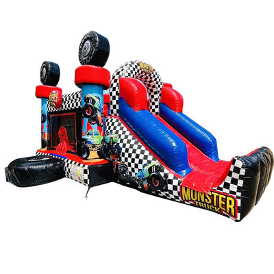 Unisex Red Monster Truck tema gonfiabile Bounce House Combo Slide per i bambini Party Time